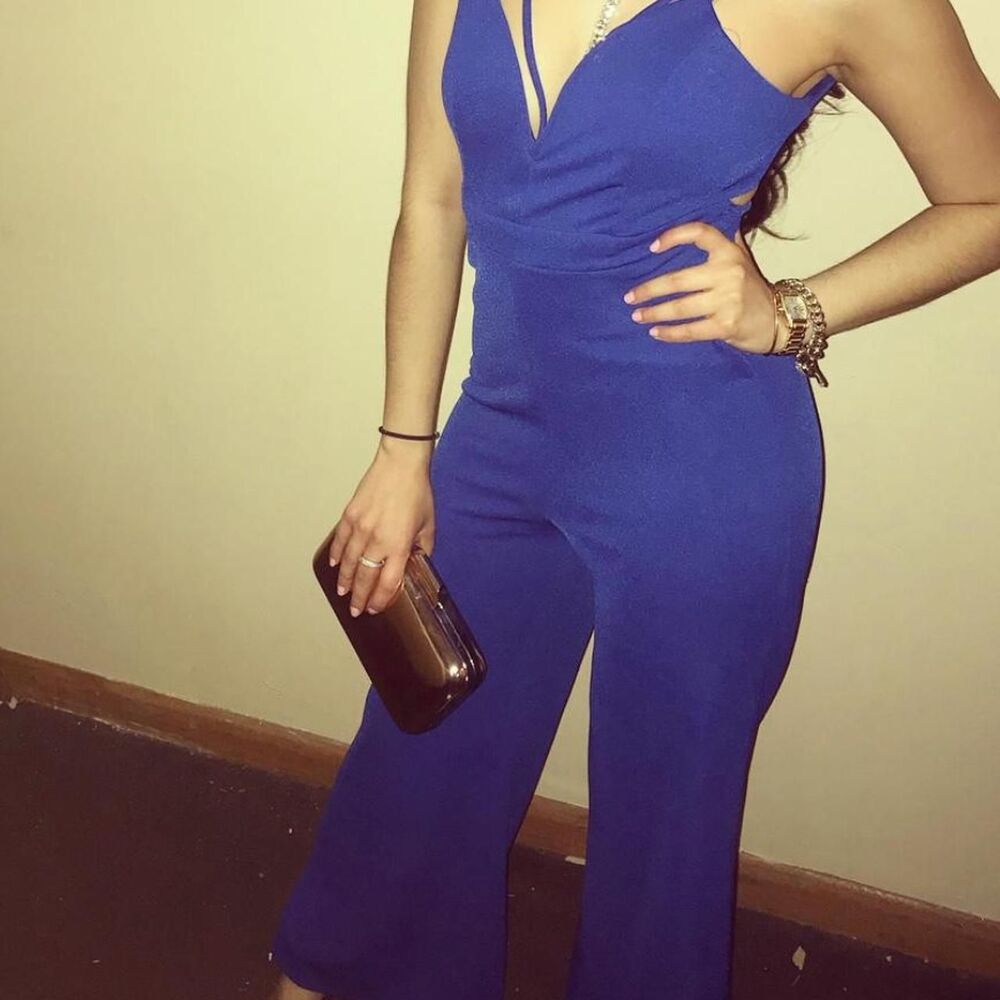 Windsor Women's Blue Strappy Cut out Jumpsuit